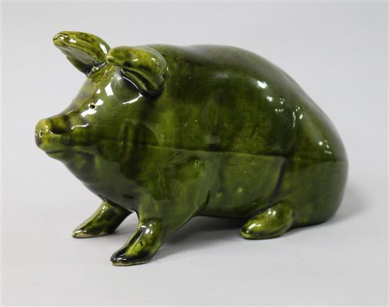 A Wemyss green-glazed seated pig